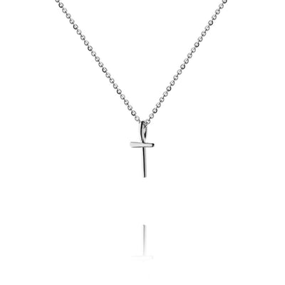 Halsband dam i äkta 925 silver med kors på vit bakgrund