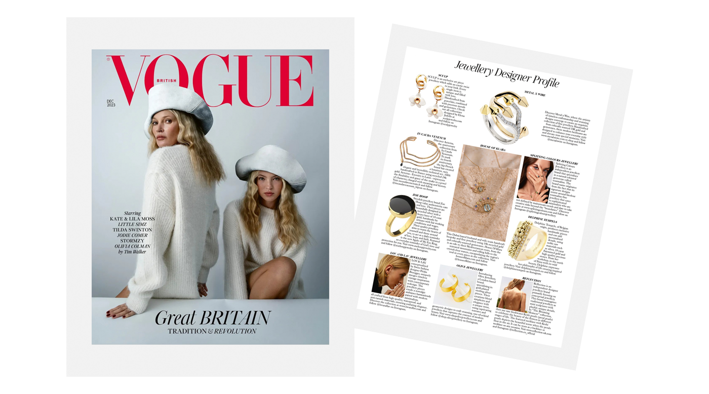 Ring med svart sten i British Vogue December 2023