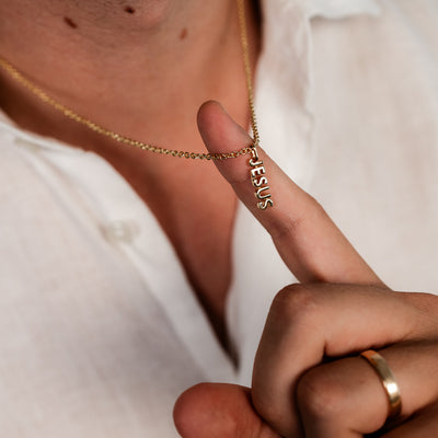JESUS Halsband Herr i 18K guldpläterat återvunnet sterlingsilver