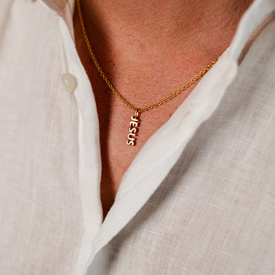 JESUS Halsband Herr i 18K guldpläterat återvunnet sterlingsilver